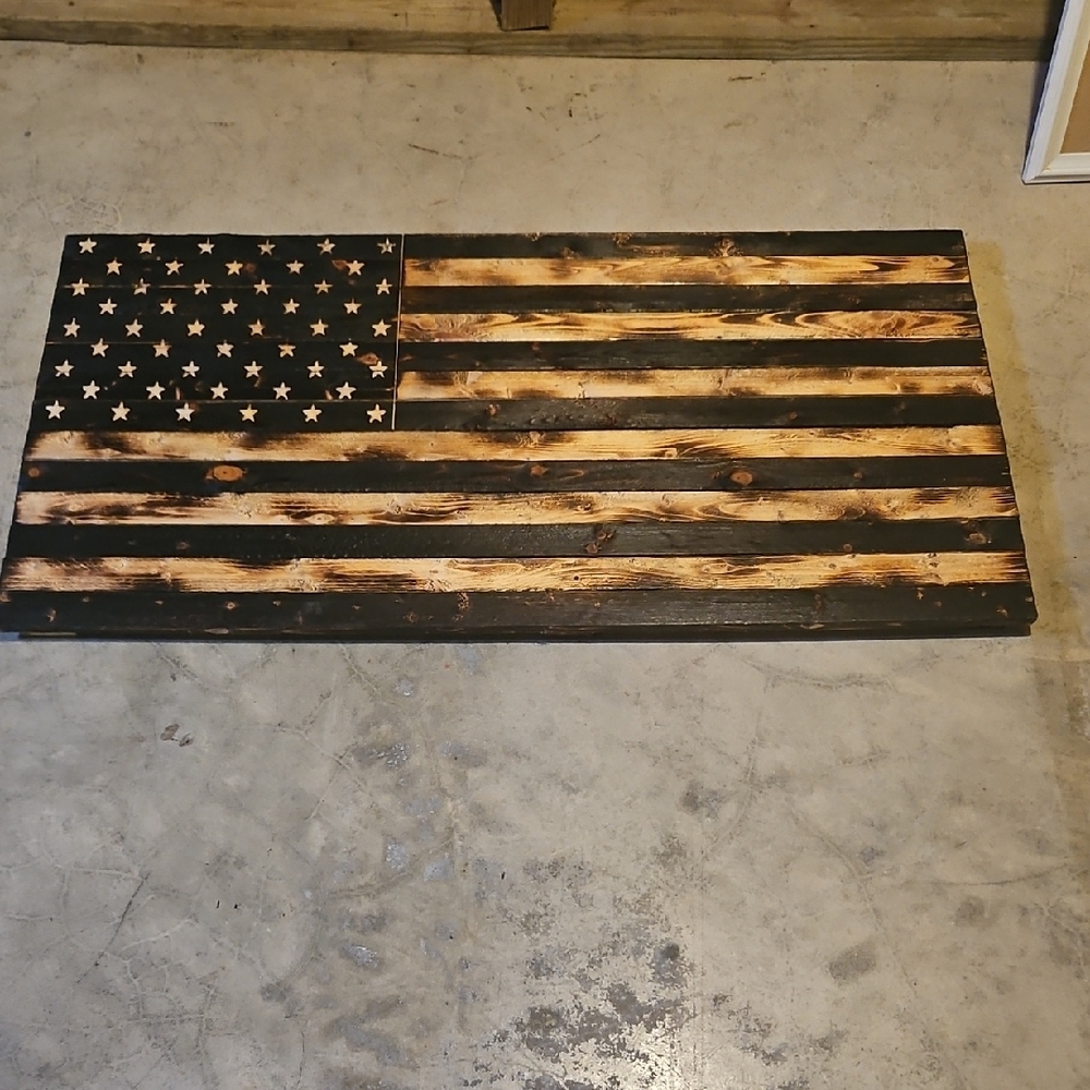 Rustic Wooden American Flag Wall Art